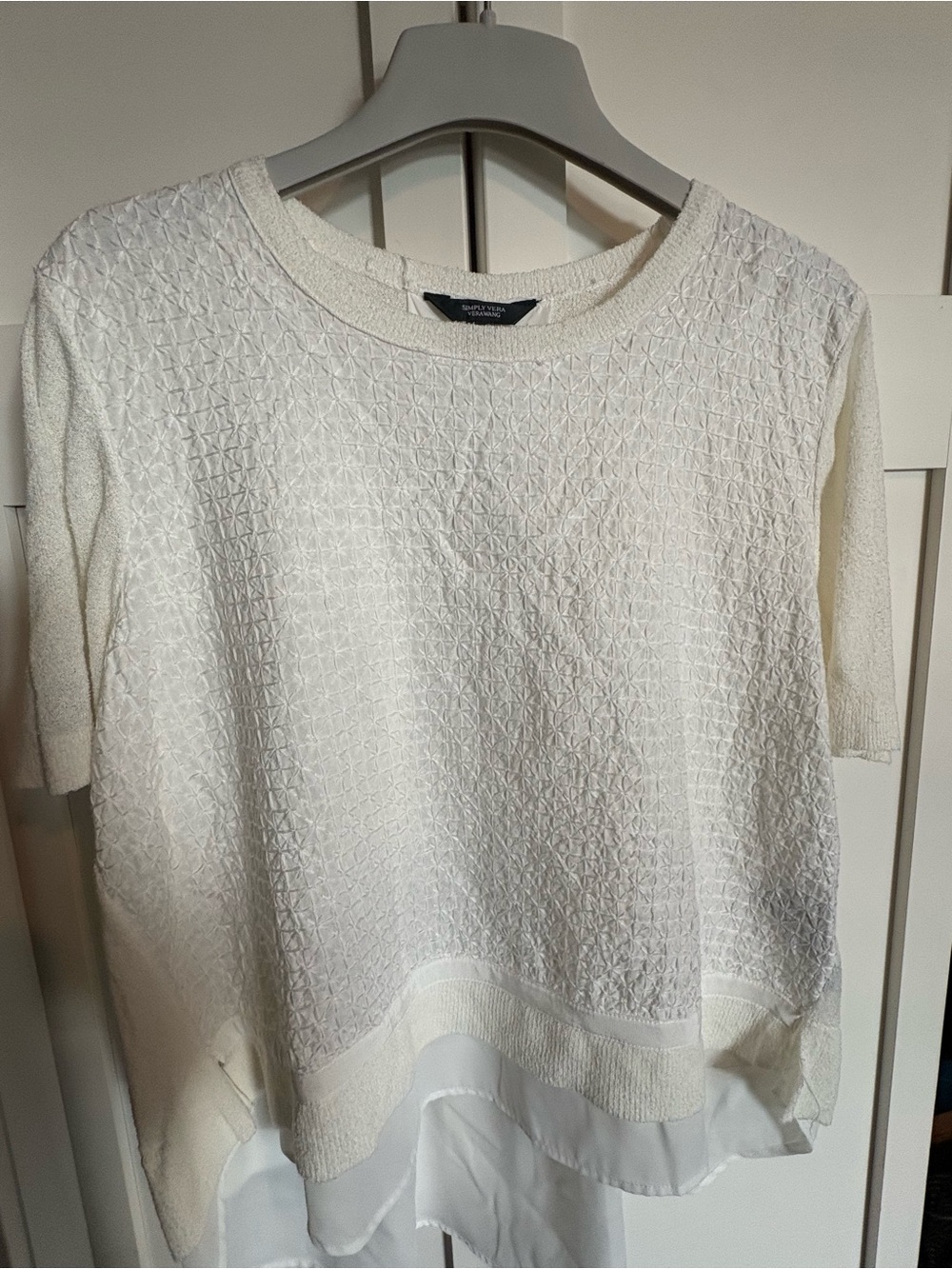Simply Vera Vera Wang Ivory Textured Short-Sleeve Top